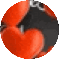 a close up of a red and black circle