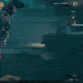 a video game character with purple glowing arms and legs is standing in a dark room .