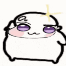a drawing of a white hamster with purple eyes .