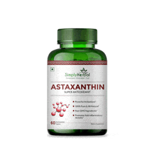 a green bottle of astaxanthin super antioxidant by simply herbal