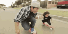 Dad Skateboarding With Kid GIF - Skate Skateboard Kid GIFs