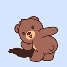 a cartoon drawing of a brown teddy bear with a big butt