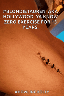 a picture of a woman 's belly with the caption #howlingholly on the bottom
