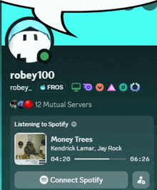 a screenshot of a person 's spotify profile with a picture of money trees
