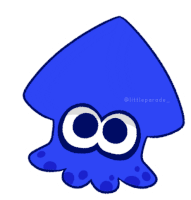 a drawing of a blue squid with the name littleparade on the bottom right