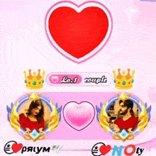 a couple with crowns on their heads and a heart with the words lv.1 couple on it