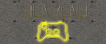a video game controller with the words bienvenu written above it