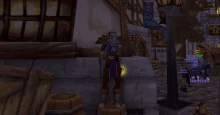 a screenshot of a video game shows a person standing next to a barrel and a window