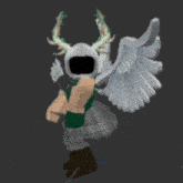 a pixel art of a person with wings and horns .