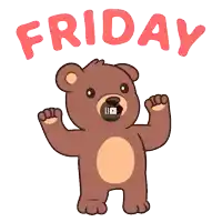 a cartoon of a teddy bear with the word friday above him