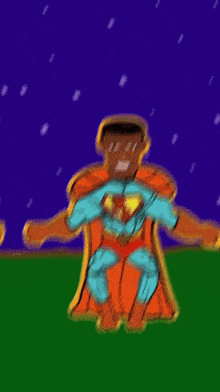 a cartoon drawing of a man in a superman costume