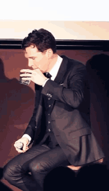 Benedict Cumberbatch Sip GIF - Benedict Cumberbatch Sip Smile GIFs