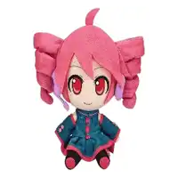 a stuffed toy of a girl with pink hair and headphones .