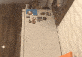 a refrigerator with a bunch of magnets on it including a horseshoe