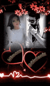 a black and white photo of a man and a woman with the name mimoza and gokdeniz