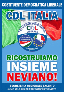 a poster for cdl italia with a blue background
