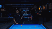a pool table with a score of 3 to 0