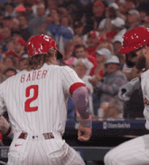 a baseball player with the name bader on his back