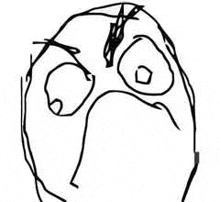 a black and white drawing of a rage face with a very angry look on its face .