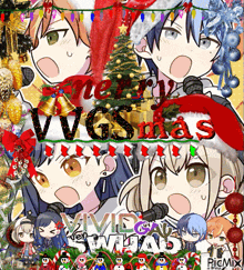 a collage of anime characters with the words merry wgsmas