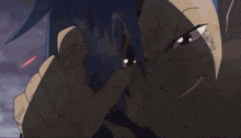 a close up of a cartoon character 's face with a reflection of another character