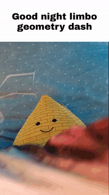 a picture of a pyramid with a face and the words good night limbo geometry dash below it