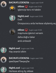 a screenshot of a text conversation between nightlovel and bacikatleden 256