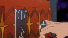 a cartoon drawing of a hand putting a coin into a coin slot