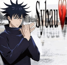 a picture of a anime character with sybau written on it