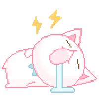 a pixel art drawing of a cat laying on a table