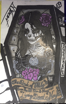 a drawing of a woman in a coffin with the words " the bride of misty " on the bottom