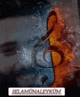 a poster with a treble clef and the words selamunaleykum on it