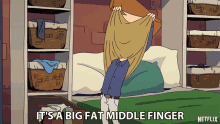 a cartoon says it 's a big fat middle finger on the bottom