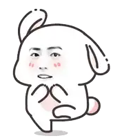 a cartoon rabbit with a man 's face on its face