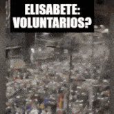 a blurred image of a crowd with the words " elisabete voluntarios " above it