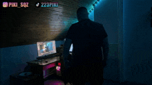 a man is standing in a dark room with a watermark that says piki_sqz and 223piki