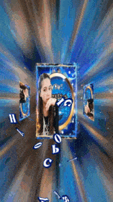 a picture of a woman is surrounded by letters including the letters h and o