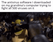 shrek fight antivirus computer knight