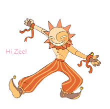 a drawing of a clown says hi zee