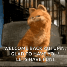 garfield welcome back autumn hello autumn glad to have you lets have fun