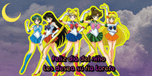 a group of sailor moon characters with the words feliz dia del niño les desea su tia loreto