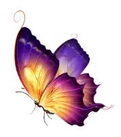 a colorful butterfly with purple and yellow wings is flying on a white background