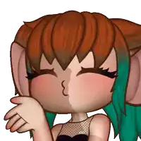 a cartoon of a girl with brown hair and green hair covering her mouth with her hand