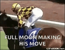 Jockey Full Moon Making His Move GIF
