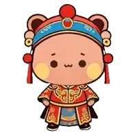 a cartoon bear is wearing a costume and a blue hat .