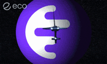 a purple sphere with a white circle and the word eco on the bottom