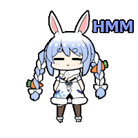 a cartoon of a girl with bunny ears and the word hmm on the bottom