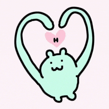 a pixel art of a cat making a heart shape with its tail