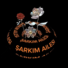 a logo for sarkim ailesi with three flowers on it