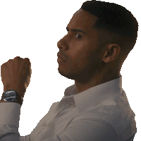 a man wearing a white shirt and a watch is looking up